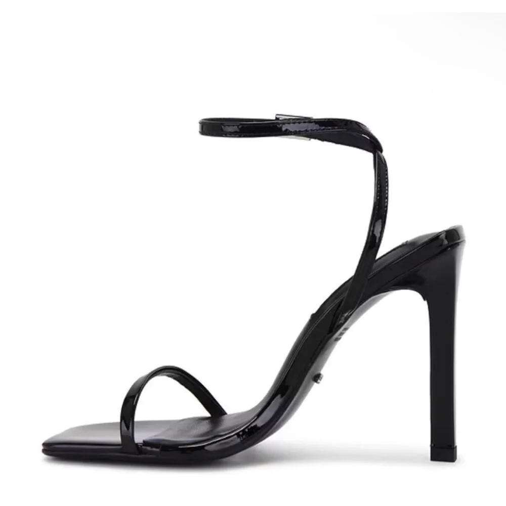 Tony Bianco Nadia Square Toe Black Patent Strappy Square Heels Sandals Size 9
